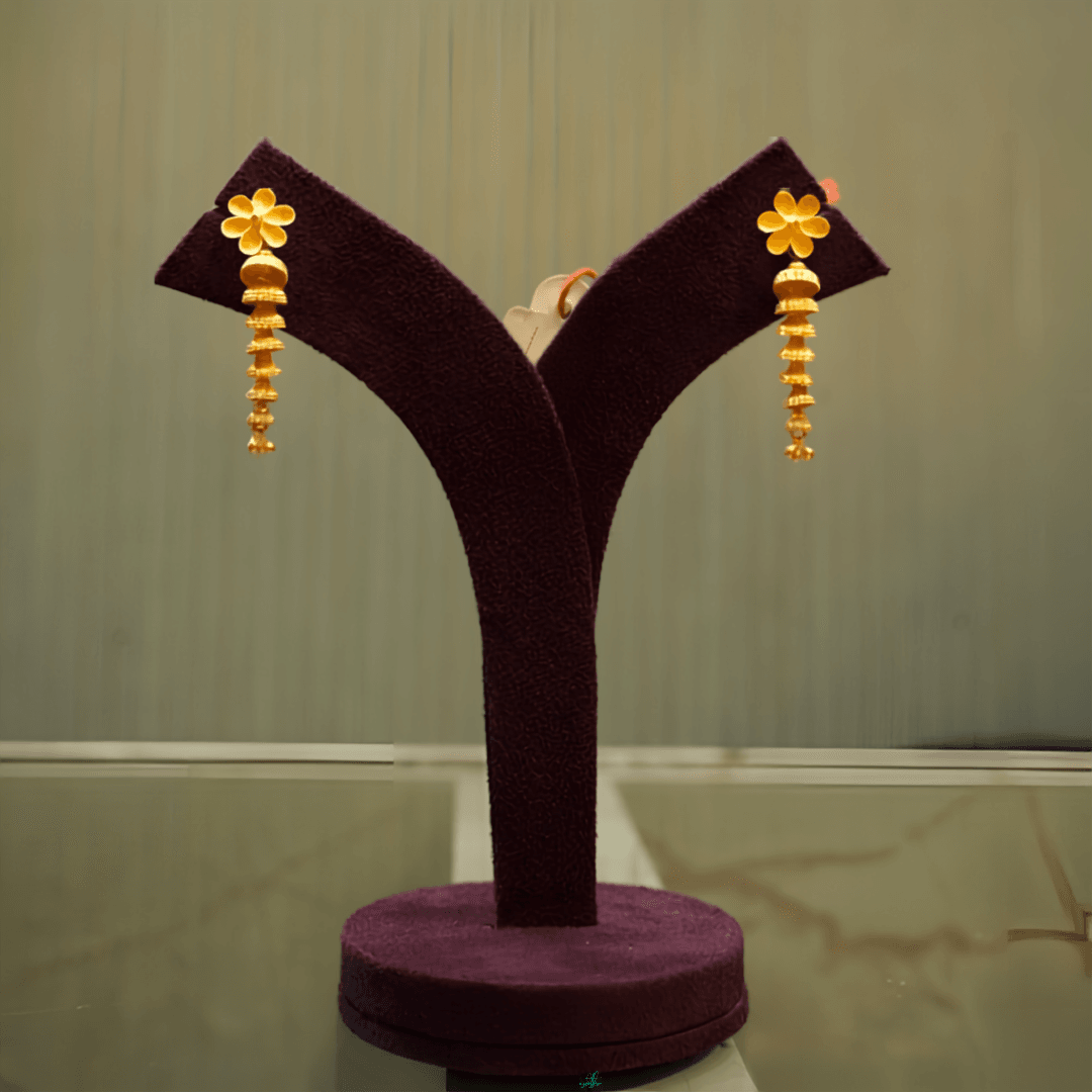 Floral Tiered 22K Gold Drop Earrings — Siddhivinayak Jewellers